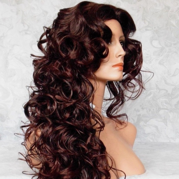 NEW Brown Long Layers of Soft Curls Skin Top Wig main image 5